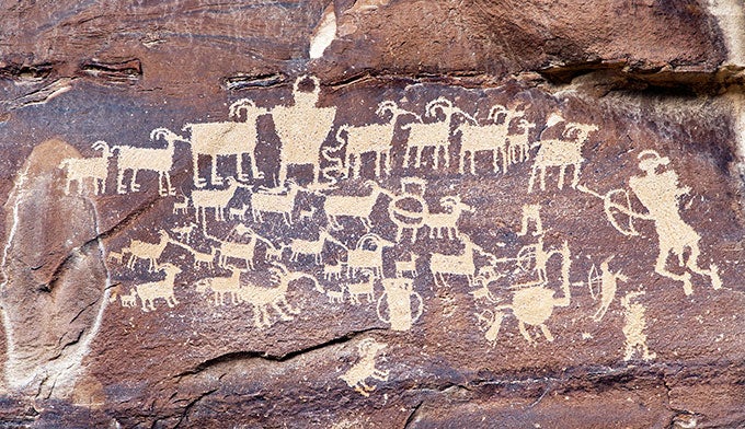 Petroglyphs-Nine-Mile-Canyon-UT_DP_680 Great Hunt Panel of Petroglyphs in Nine Mile Canyon, Utah