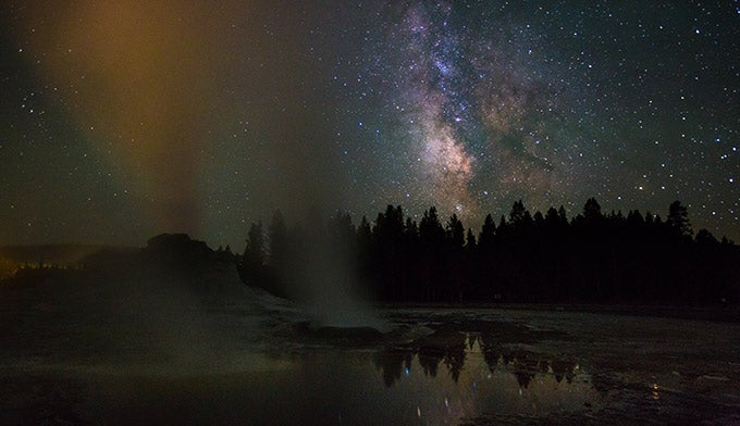 YS-Castle-Geyser-Night-Milky-Way_NPSNealHerbert_680 The Milky Way over Castle Geyser in the Upper Geyser Basin. Photo by NPS Neal Herbert