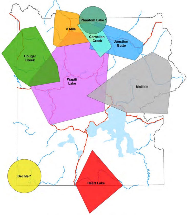 Wolf Territories in Yellowstone - 2020