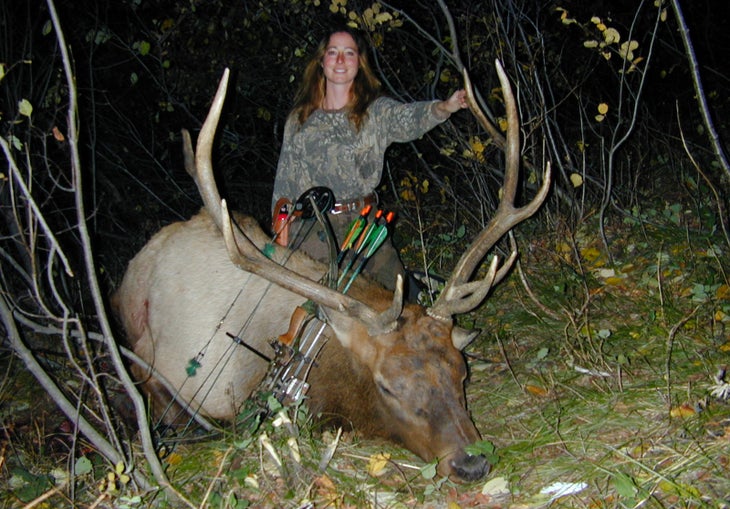 YSTetonTerritory-KimMills-ElkKill_courtesyKM_700 Bow Hunter Kim Mills with an elk