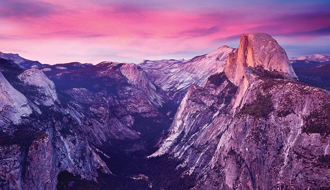 YT-GlacierPoint-sunset_Ordelheide_680 Half Dome from Glacier Point in Yosemite National Park. Photo by Grant Ordelheide