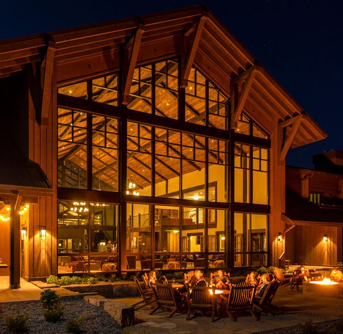 SageLodge-FirepitsWithViewIntoLodge_courtesy_700v Firepits with a view into Sage Lodge in Pray, Montana