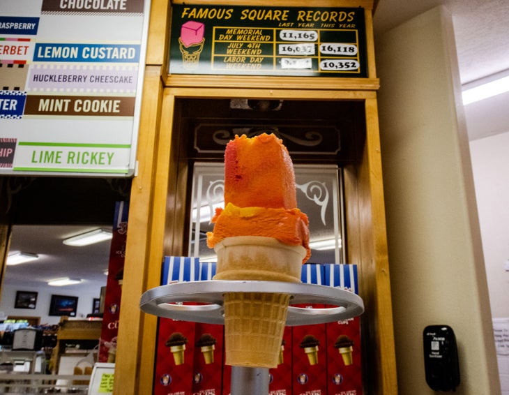 Famous square ice cream at Rainy Creek