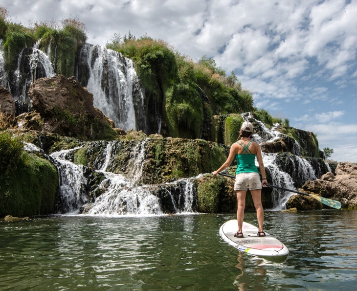 Paddleboarding at Fall Creek Falls in Idaho