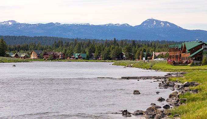 ID-Island-Park-HenrysForkRiver_Ordelheide_680 The Angler's Lodge and vacation homes line Henrys Fork in Island Park