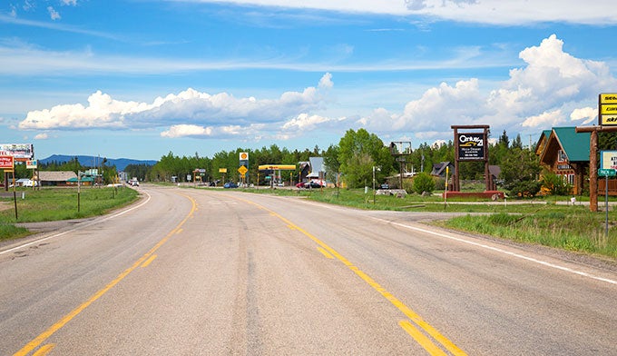 ID-Island-Park-Street_Ordelheide_680 Island Park's Main Street runs parallel to Henry's Fork of the Snake River