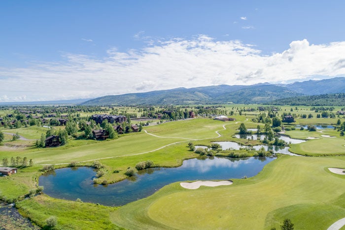 TetonSprings-golfcourse-Pano_courtesy_700 Panorama of Teton Springs Lodge with adjacent golf course