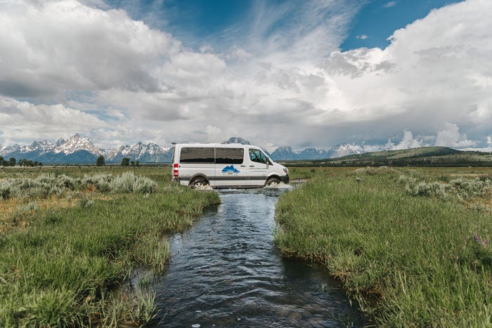 TetonScienceSchools-vehicle-stream_courtesy_700 Traveling cross-country in Grand Teton National Park with Teton Science Schools
