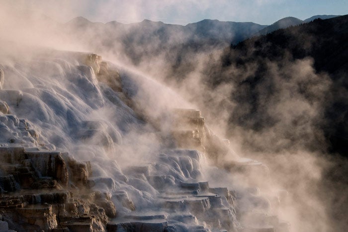YS-Mamoth-sunrise_KenHubbard_700v Sunrise at Mammoth Hot Springs in Yellowstone