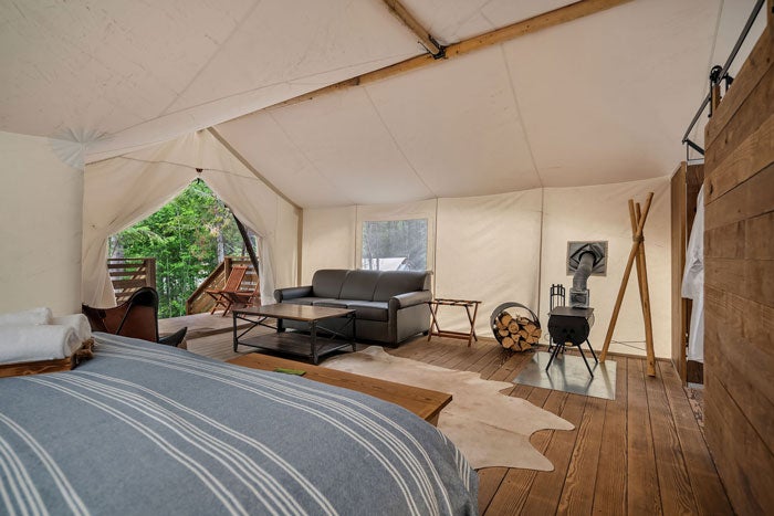 Interior of a Suite Tent at Under Canvas Glacier