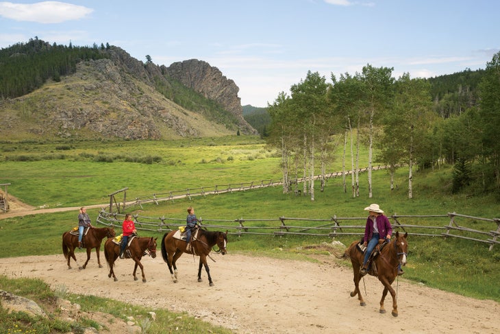 Guided horseback trail rides at Paradise Guest Ranch in Buffalo, Wyo.
