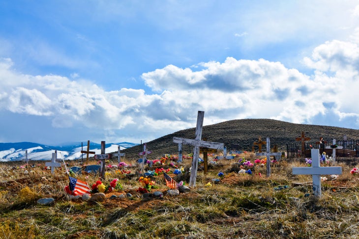 Sacajawea Cemetery overlooking the Wind River Mountain Range