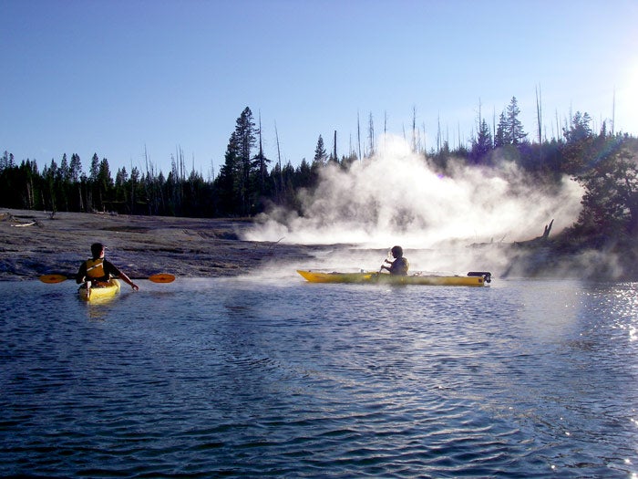 GeyserKayakTours-steam-3013_courtesy_700 Paddling to a Yellowstone backcountry geyser with Geyser Kayak Tours