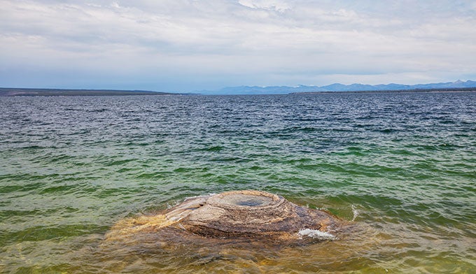 YS-Fishing-Cone-West-Thumb_Dollar_680 The Fishing Cone Geyser at the West Thumb of Yellowstone Lake