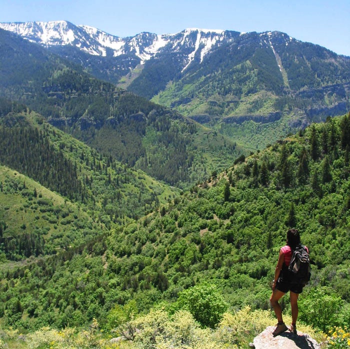 Hiking on the Wind Cave Trail near Logan in Cache Valley, Utah