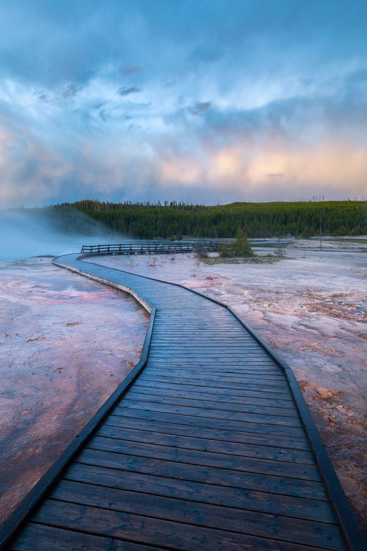 Sunset at the Biscuit Basin in Yellowstone