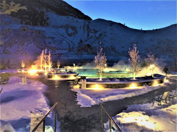 YSHotSprings-winter-night_courtesy_RoadYSGuiding_700 Yellowstone Hot Springs at night in the wintertime