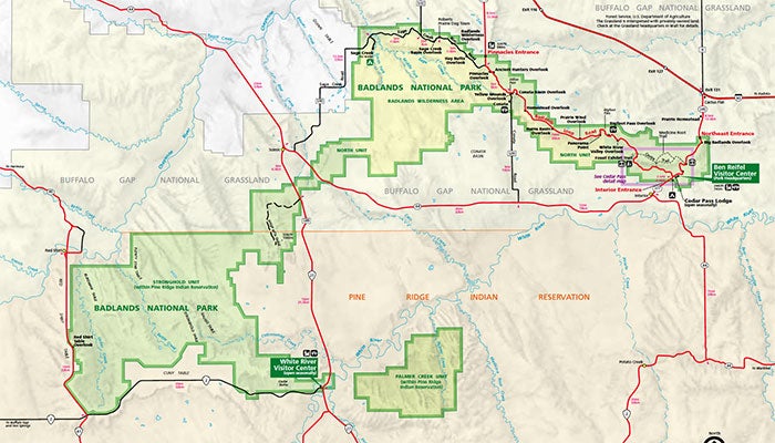 National Parks In North Dakota Map Black Hills And Badlands National Park Pdf Maps