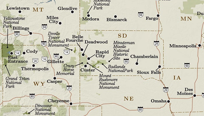 National Parks In North Dakota Map Black Hills And Badlands National Park Pdf Maps