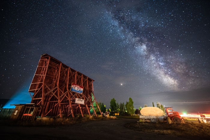 TetonValley-SpudDriveIn-MilkyWay_JoshMyers_TetonRegionalEconimicCoalition_700 Milky Way over Spud Drive-in, Teton Valley in Idaho