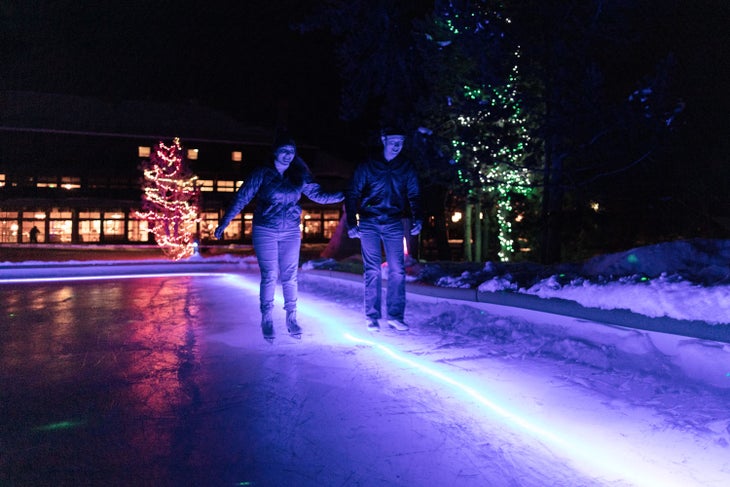 Ice skating at Yellowstone's Snow Lodge