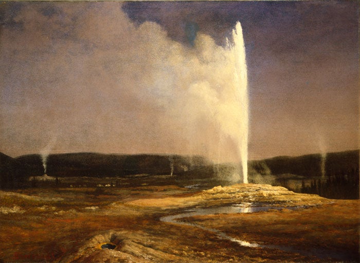 BBCW-04-Geysers_Bierstadt_700v Albert Bierstadt's painting of Old Faithful