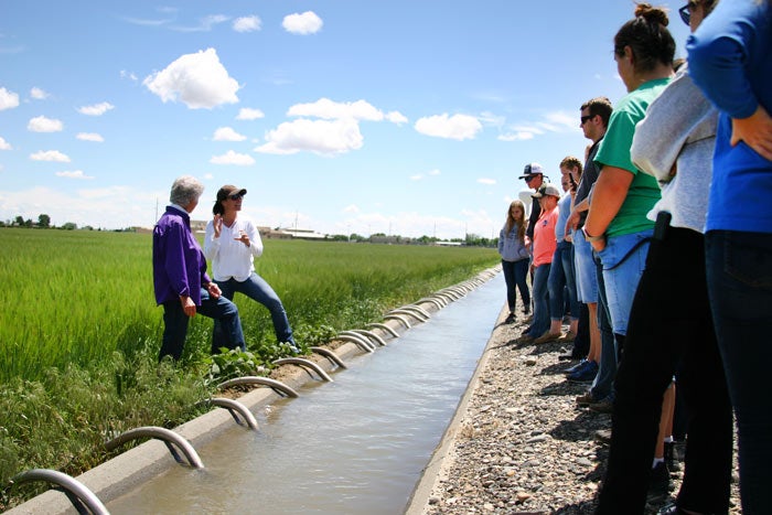 Powell-AgTour-SettingTubes_courtesy_700 Setting the irrigation tubes on an Ag Tour in Powell, Wyo.