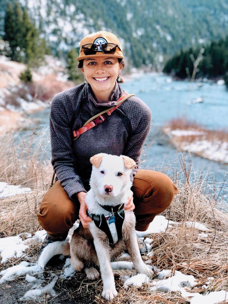 Jessy Stevenson and her dog Naki in the Badger Two-Medicine Area