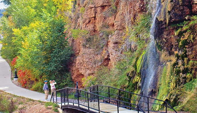 SD-HotSprings-Freedom-Trail_courtesy_680 Waterfall at Long Fall River Freedom Trail.