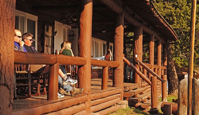 yellowstone-roosevelt The front porch of Yellowstone's Roosevelt Lodge.
