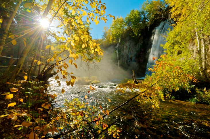 Autumn colors at Spearfish Falls near Sturgis, S.D.