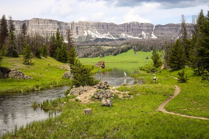 Fly fishing on Brooks Lake near Dubois, Wyoming