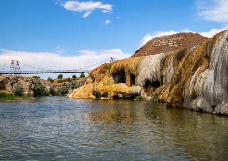 Soak at Hot Springs State Park in Thermopolis east of Yellowstone