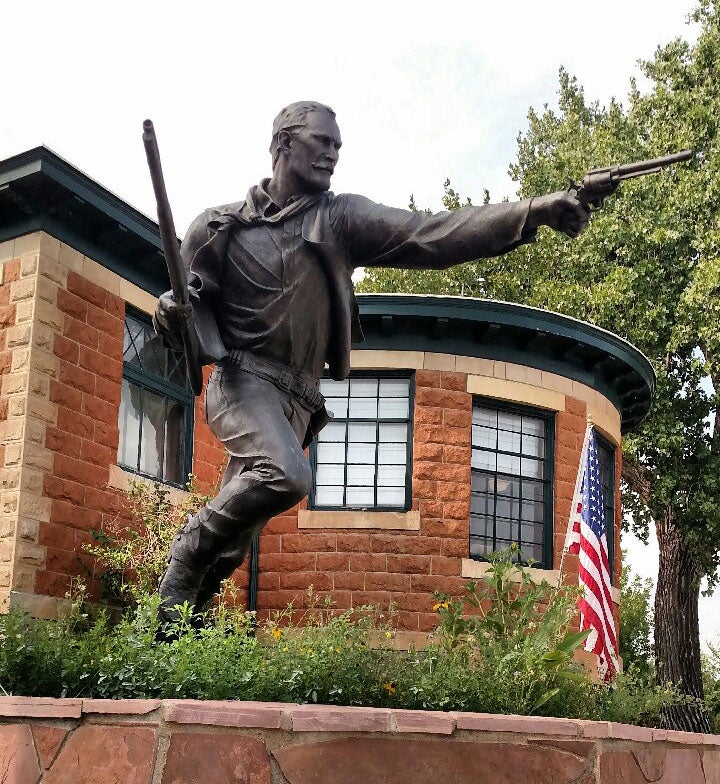 Statue in Kaycee, Wyo. commemorating the Johnson County War