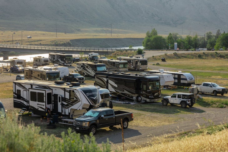 RV campsites at Yellowstone Hot Springs