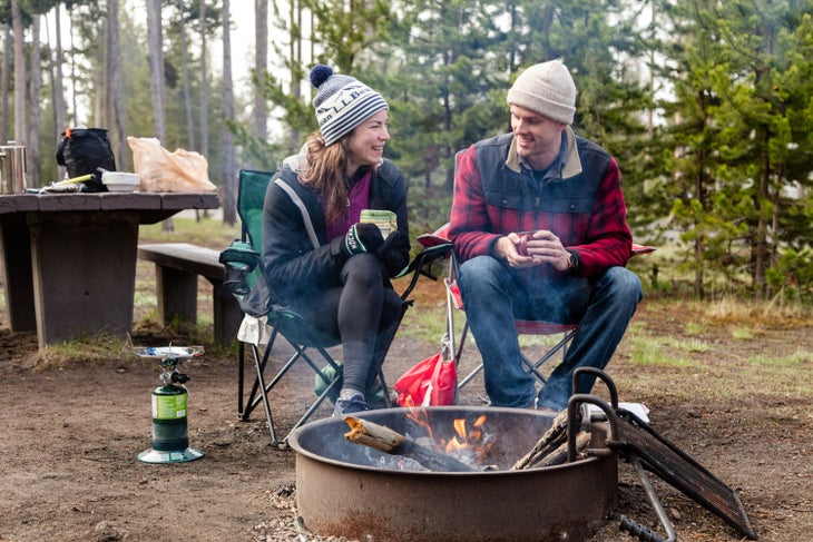 Morning coffee at Madison Campground in Yellowstone