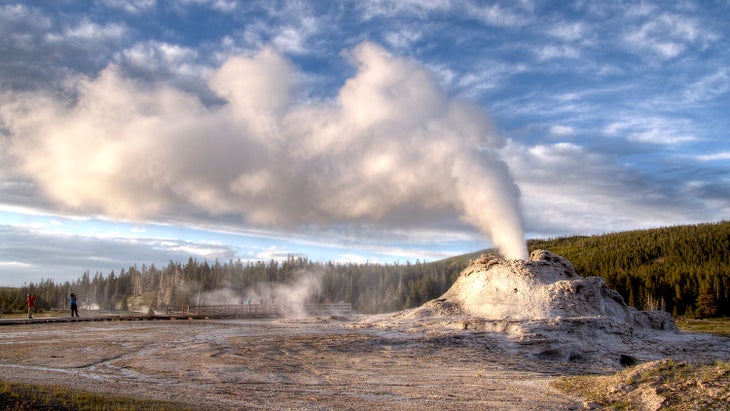 Castle Geyser eruption in Yellowstone's Upper Geyser Basin