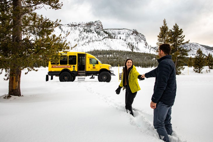 Yellowstone Vacations Snowcoach winter tours.