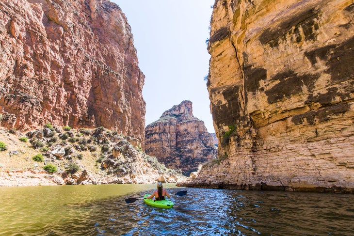Kayaking in Bighorn Canyon in southeast Montana