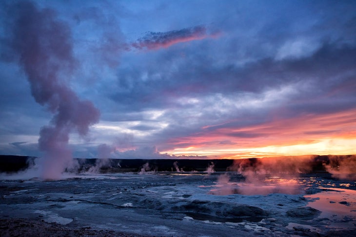 Sunset at Fountain Paint Pots in Yellowstone