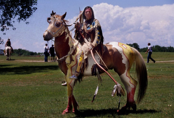 Native American reenactor at Fort Laramie in Wyoming